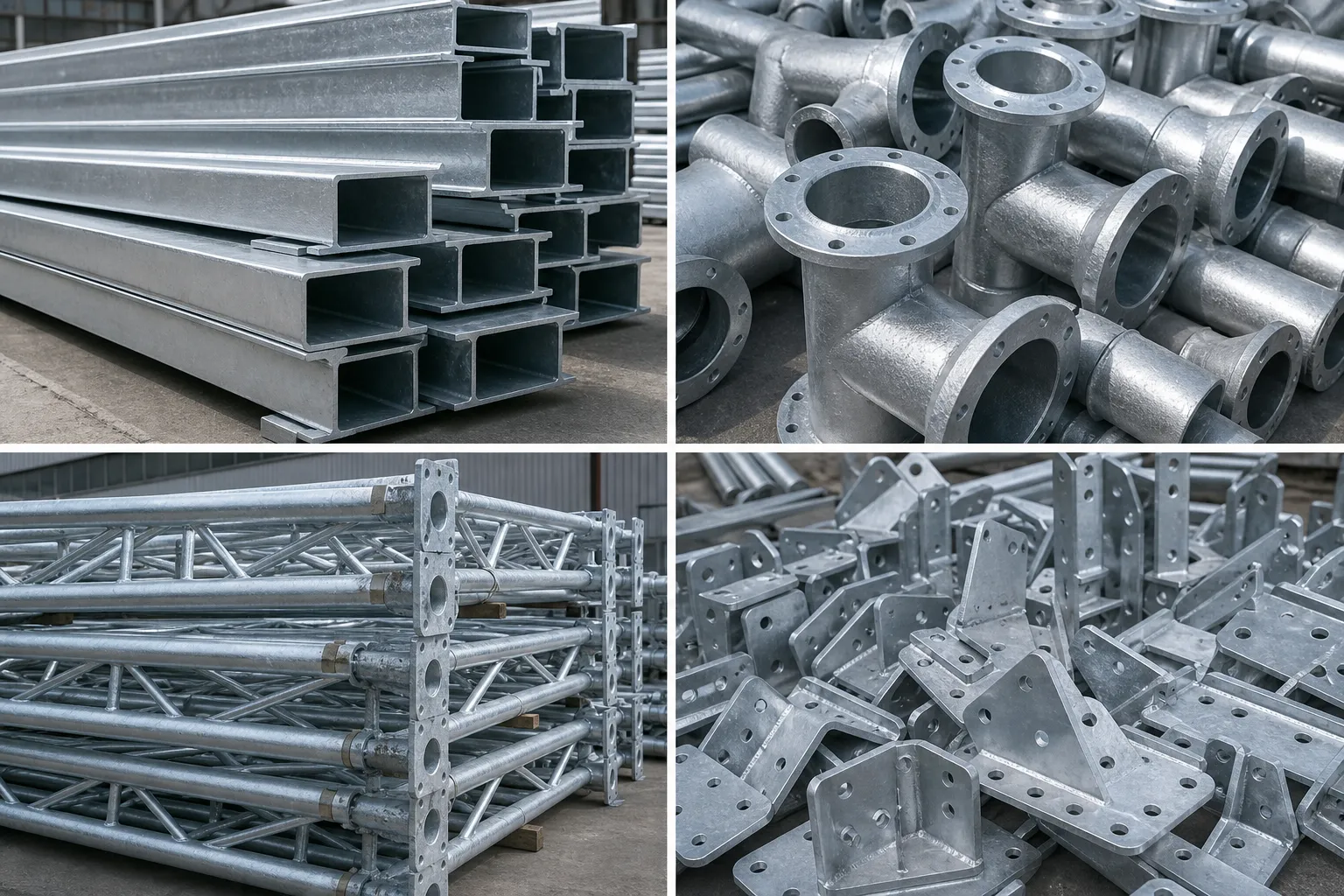 Finished hot-dip galvanized steel beams, pipe fittings, and structural components MHIL