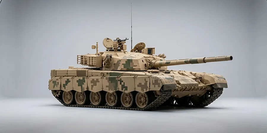 Al-Khalid-1 Main Battle Tank with 125mm smoothbore gun manufactured by Heavy Industries Taxila Pakistan front view
